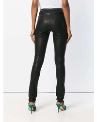 Черные кожаные леггинсы от Drome