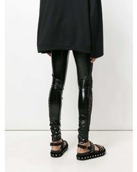 Черные кожаные леггинсы от Almaz