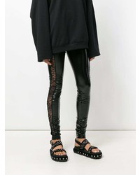 Черные кожаные леггинсы от Almaz