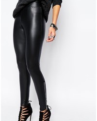 Черные кожаные леггинсы от Noisy May
