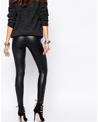 Черные кожаные леггинсы от Noisy May