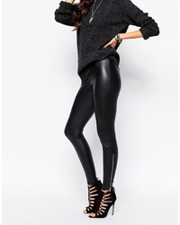 Черные кожаные леггинсы от Noisy May