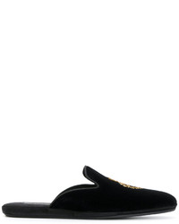 Мужские черные кожаные лоферы с вышивкой от Dolce & Gabbana