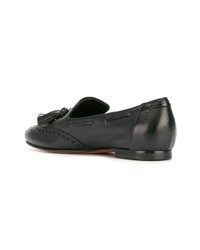 Женские черные кожаные лоферы с кисточками от Santoni