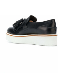 Женские черные кожаные лоферы с кисточками от Tod's