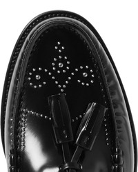 Черные кожаные лоферы с кисточками от Saint Laurent