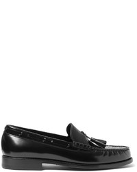 Черные кожаные лоферы с кисточками от Saint Laurent