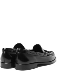 Черные кожаные лоферы с кисточками от Saint Laurent