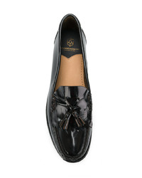 Черные кожаные лоферы с кисточками от Silvano Sassetti