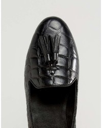 Женские черные кожаные лоферы с кисточками от Park Lane