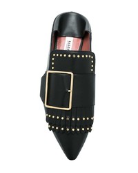 Женские черные кожаные лоферы с украшением от Bally