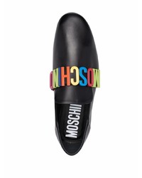 Мужские черные кожаные лоферы с украшением от Moschino