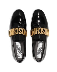 Мужские черные кожаные лоферы с украшением от Moschino