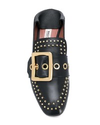 Женские черные кожаные лоферы с шипами от Bally