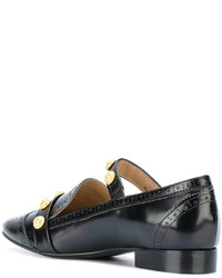 Женские черные кожаные лоферы с шипами