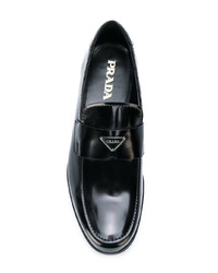 Мужские черные кожаные лоферы от Prada