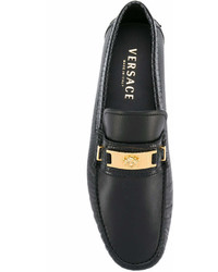 Мужские черные кожаные лоферы от Versace
