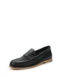 Мужские черные кожаные лоферы от Topman