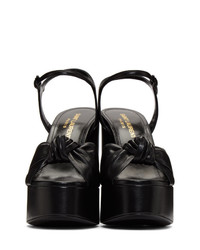 Черные кожаные массивные босоножки на каблуке от Saint Laurent