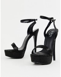 Черные кожаные массивные босоножки на каблуке от SIMMI Shoes