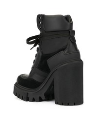 Черные кожаные массивные ботильоны на шнуровке от Dolce & Gabbana