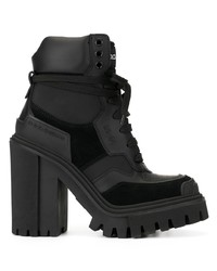 Черные кожаные массивные ботильоны на шнуровке от Dolce & Gabbana