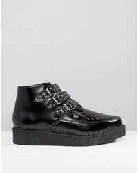 Черные кожаные массивные ботильоны от T.U.K.