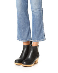 Черные кожаные массивные ботильоны от Swedish Hasbeens