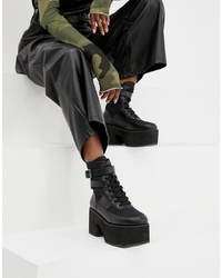 Женские черные кожаные массивные ботинки на шнуровке от ASOS DESIGN