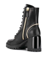 Женские черные кожаные массивные ботинки на шнуровке от Casadei