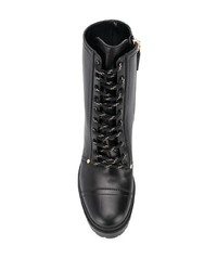 Женские черные кожаные массивные ботинки на шнуровке от Casadei