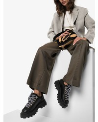 Женские черные кожаные массивные ботинки на шнуровке от Simon Miller