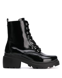 Женские черные кожаные массивные ботинки на шнуровке от Kendall & Kylie