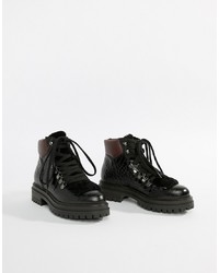 Женские черные кожаные массивные ботинки на шнуровке от Kurt Geiger London