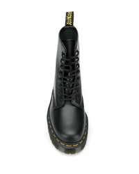 Женские черные кожаные массивные ботинки на шнуровке от Dr. Martens