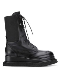 Женские черные кожаные массивные ботинки на шнуровке от Premiata