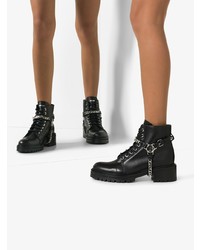 Женские черные кожаные массивные ботинки на шнуровке от Balmain