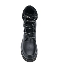 Женские черные кожаные массивные ботинки на шнуровке от Ash