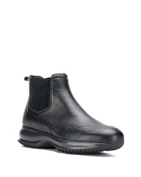 Женские черные кожаные массивные ботинки челси от Hogan