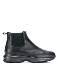 Женские черные кожаные массивные ботинки челси от Hogan