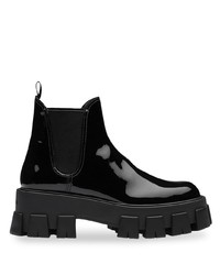 Женские черные кожаные массивные ботинки челси от Prada