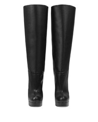 Черные кожаные массивные сапоги от Gucci