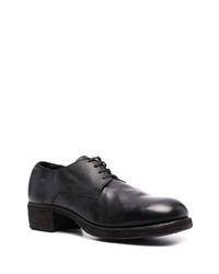 Черные кожаные массивные туфли дерби от Guidi