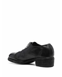 Черные кожаные массивные туфли дерби от Guidi