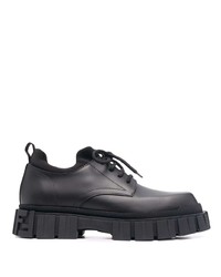 Черные кожаные массивные туфли дерби от Fendi