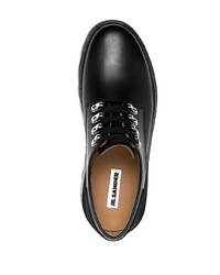 Черные кожаные массивные туфли дерби от Jil Sander