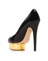 Черные кожаные массивные туфли от Charlotte Olympia