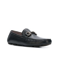 Мужские черные кожаные мокасины от Salvatore Ferragamo
