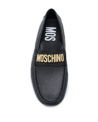 Мужские черные кожаные мокасины от Moschino