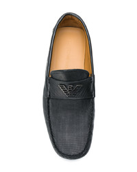 Мужские черные кожаные мокасины от Emporio Armani